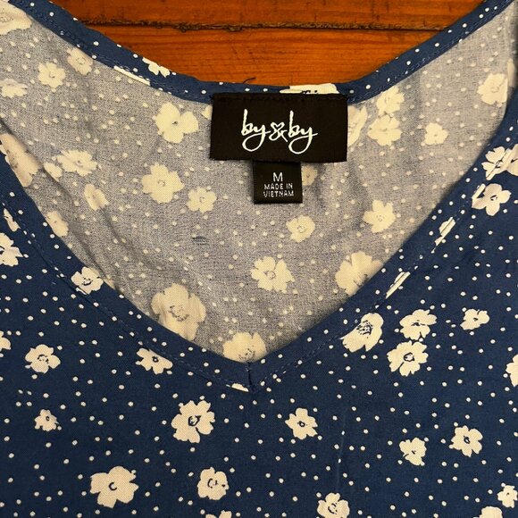 By & By Blue Floral Mini Dress – Size M, Lightweight - Picture 3 of 5